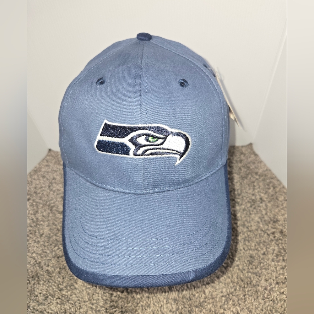 Vintage Early 1990's Seattle Seahawks 2 Tone Blue Baseball Cap, New With Tags